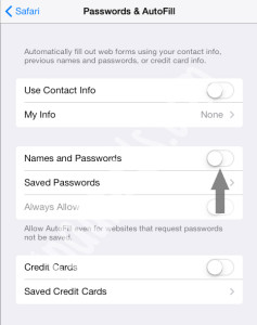 Safari AutoFill Password iOS 7