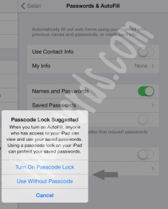 Safari AutoFill Password iOS 7