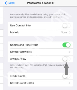 Safari AutoFill Password iOS 7