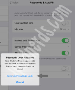 Safari AutoFill Password iOS 7