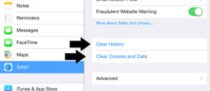 Clear History and Clear Cookies and Data